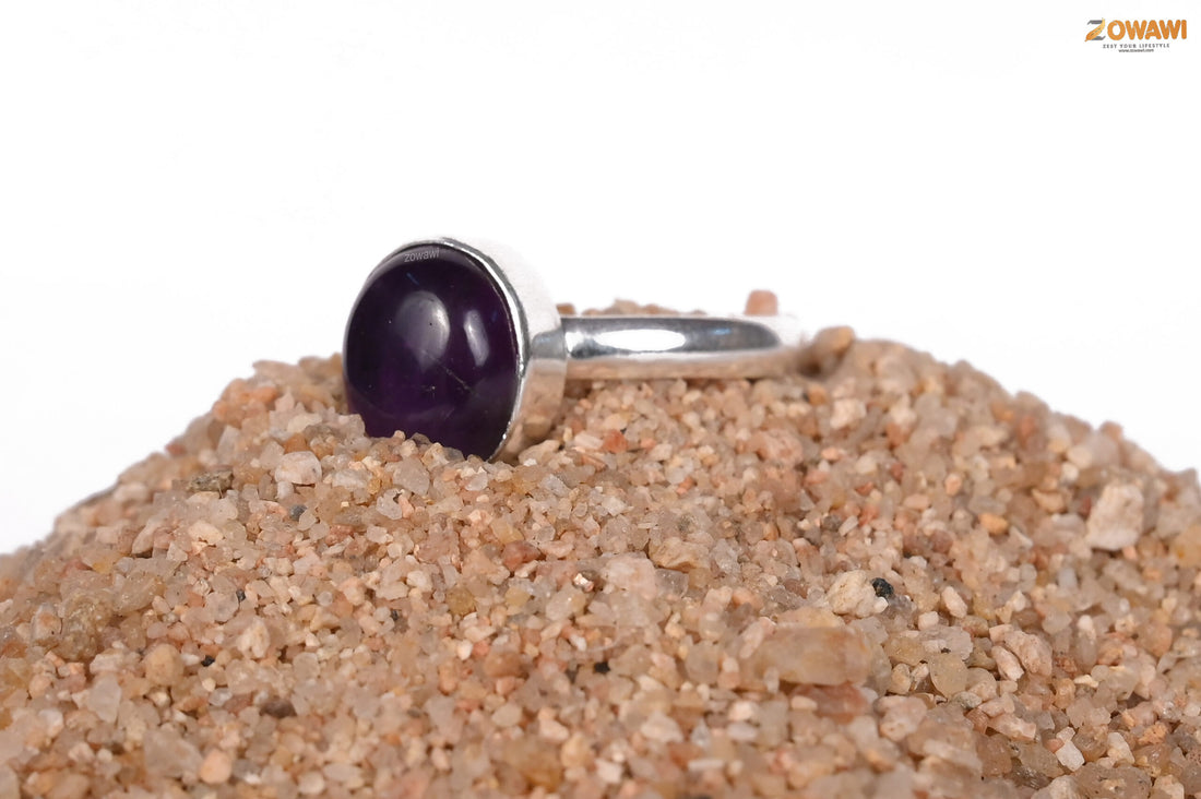 Premium Amethyst Silver Ring With 925 Hallmark