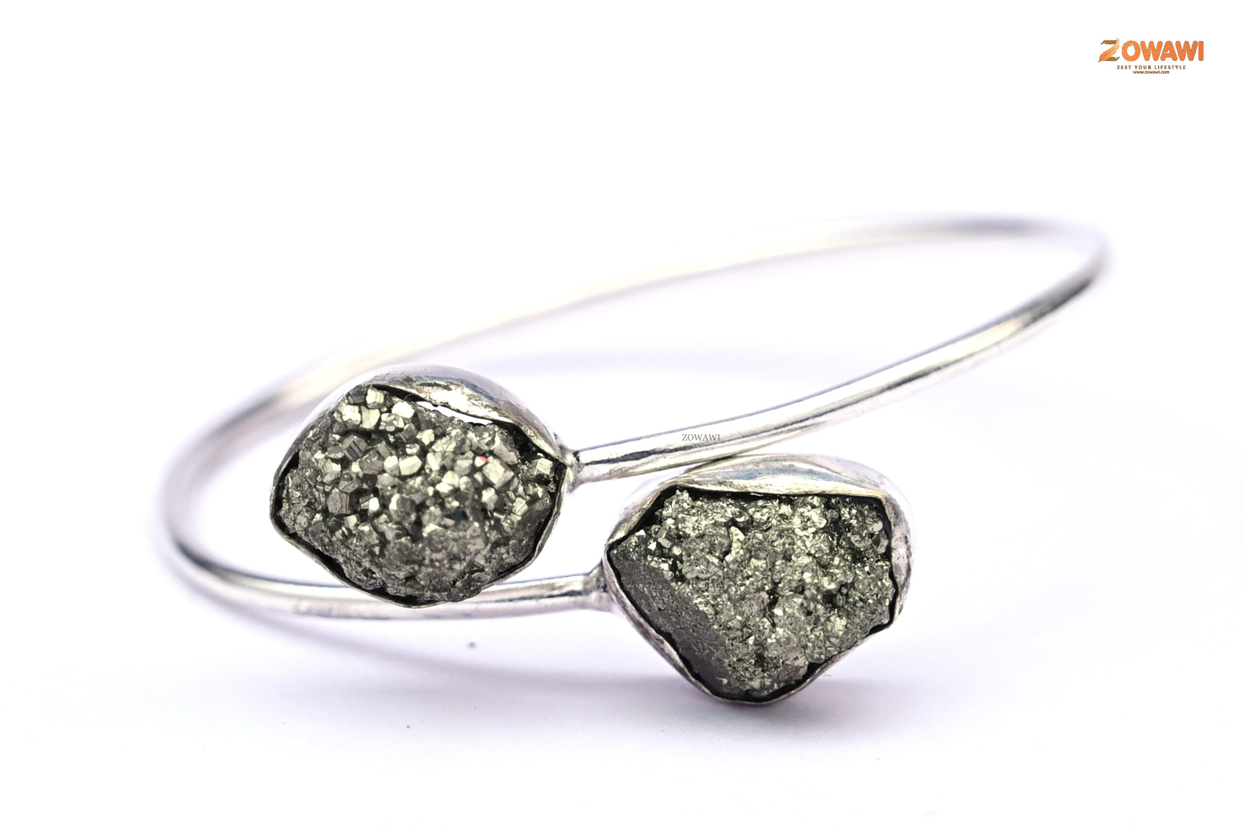 Natural Pyrite Sterling Silver Cuff Bracelet