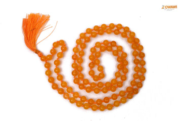 Natural Yellow Jade Mala Rosary 8mm Beads Size 108+1= 109 Beads