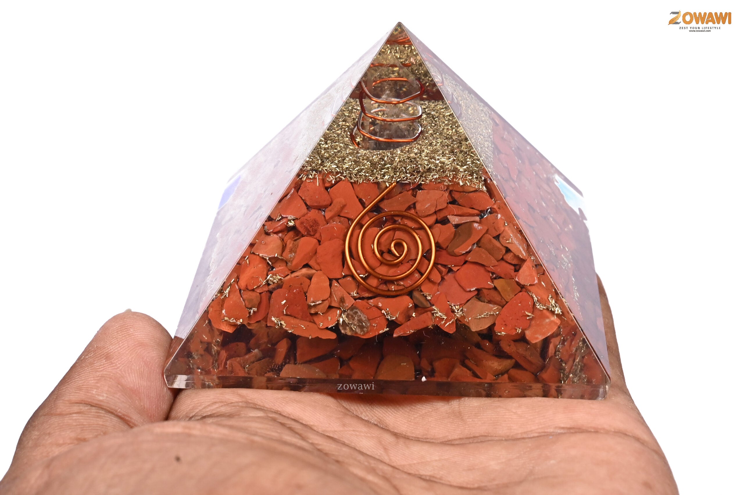 Energized Red Jasper Crystal Orgonite Pyramid