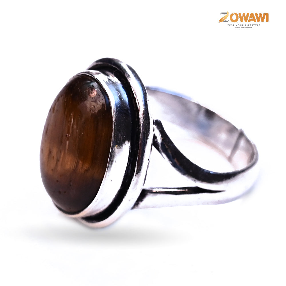 Natural Tiger Eye Unisex Adjustable Ring