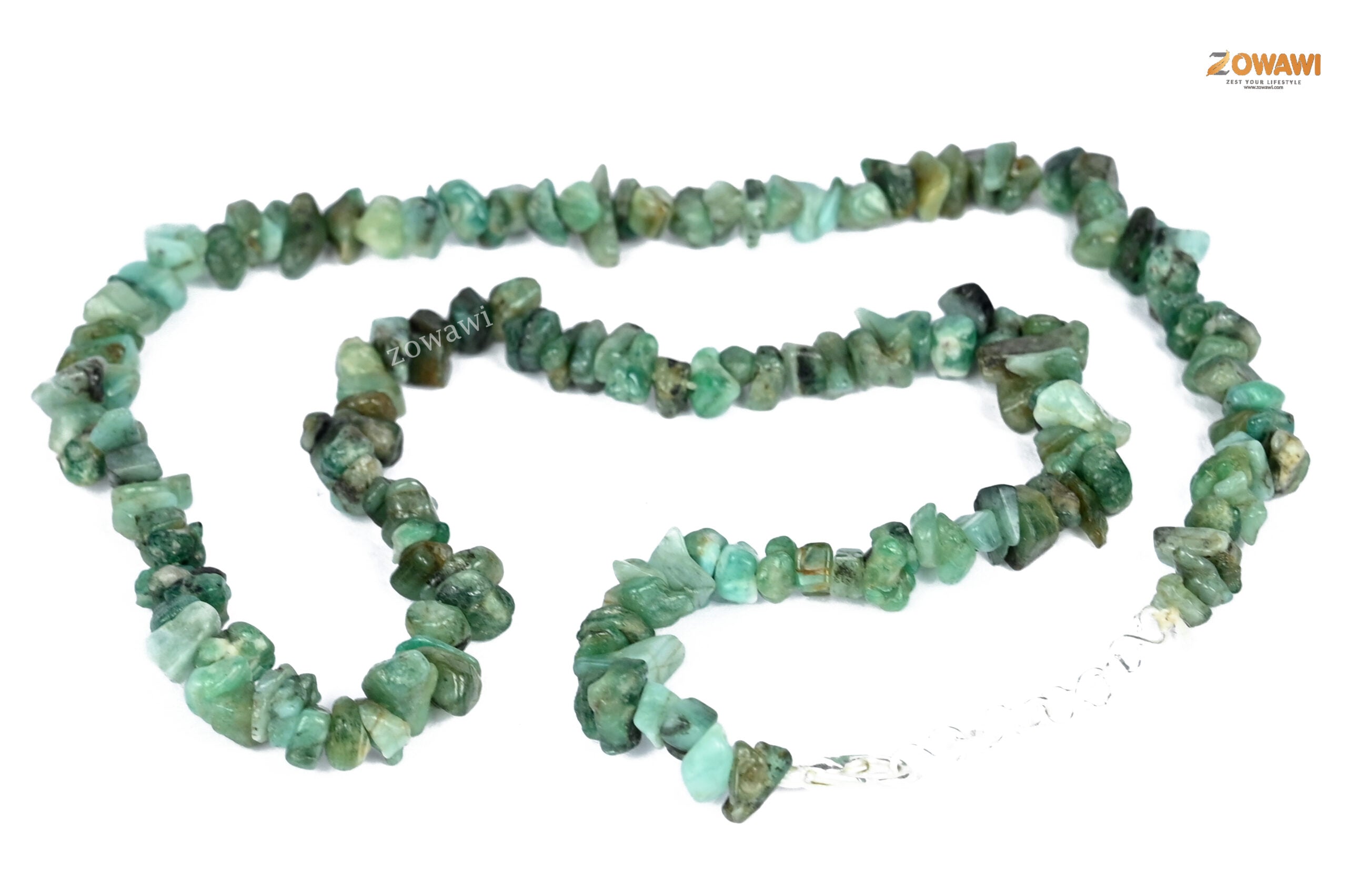 Premium Green Emerald Chips Necklace For Daily Wear