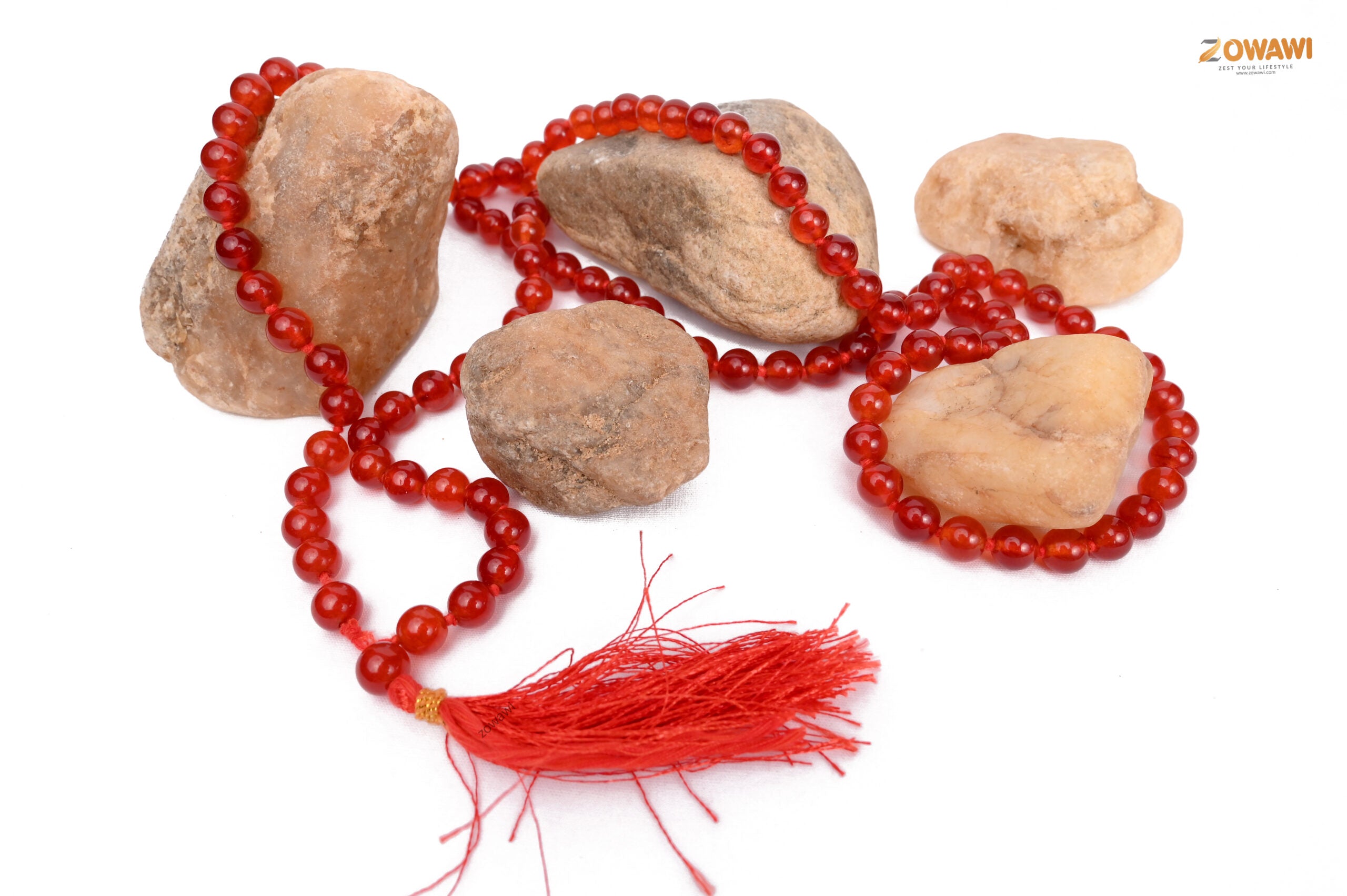 Natural Carnelian Mala Rosary 8mm Beads Size 108 +1 = 109 Beads