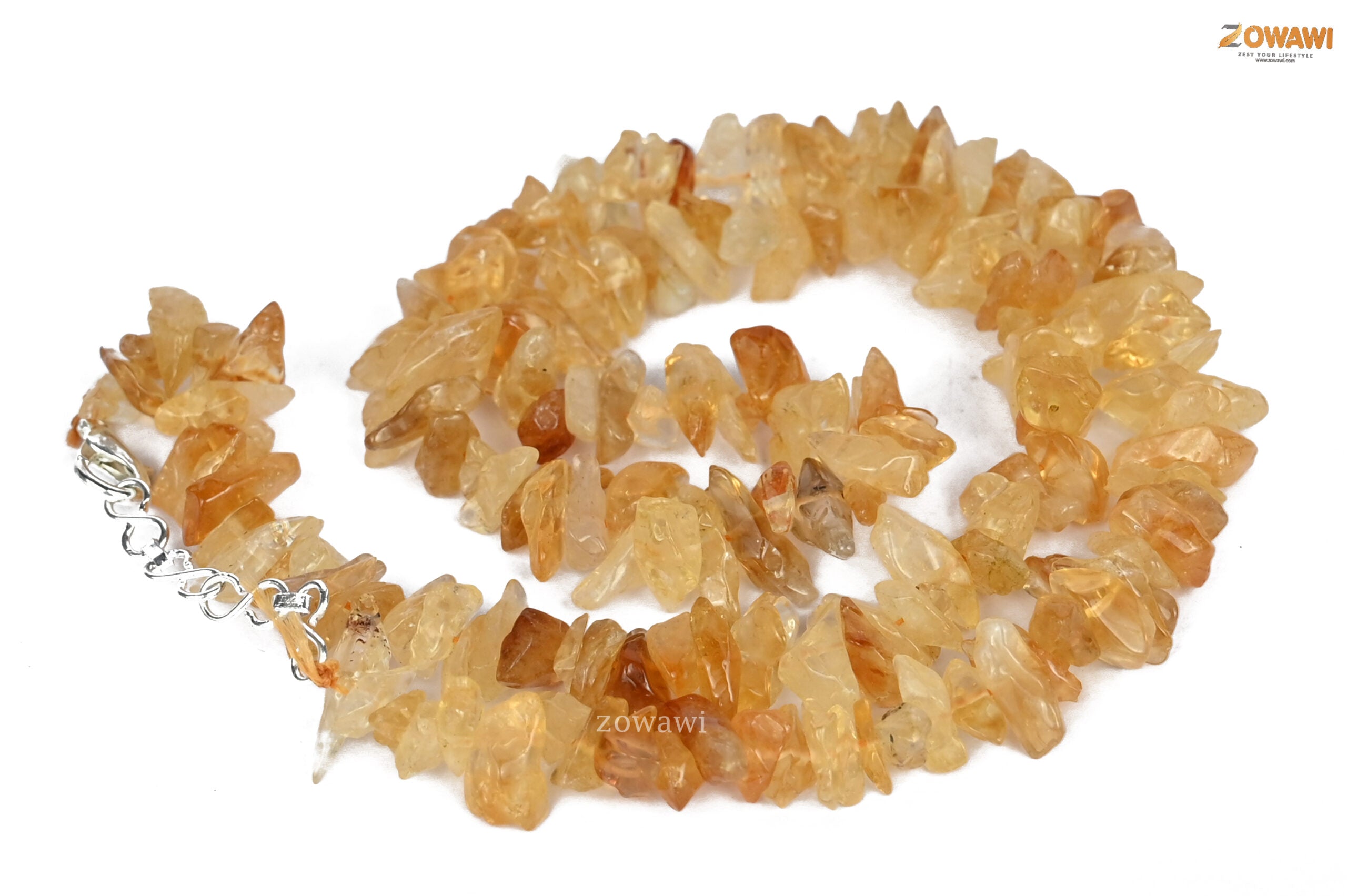 Premium Citrine Chips Necklace For Daily Wear