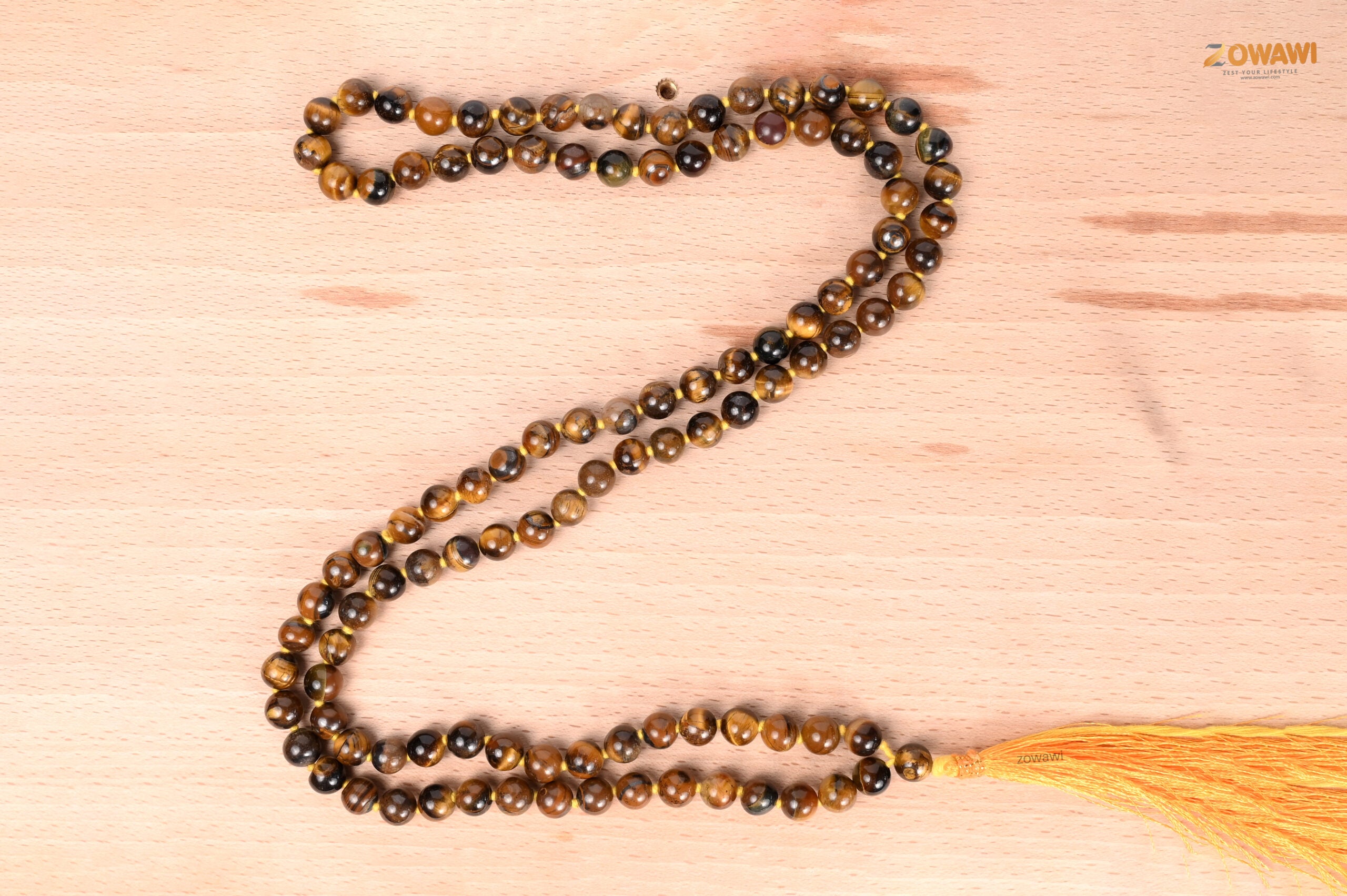 Export Quality Natural Tiger Eye Mala 8mm Beads Size 108+1=109 Beads