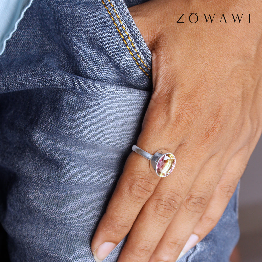 Energized Ametrine Ring In Sterling Silver With 925 Hallmark