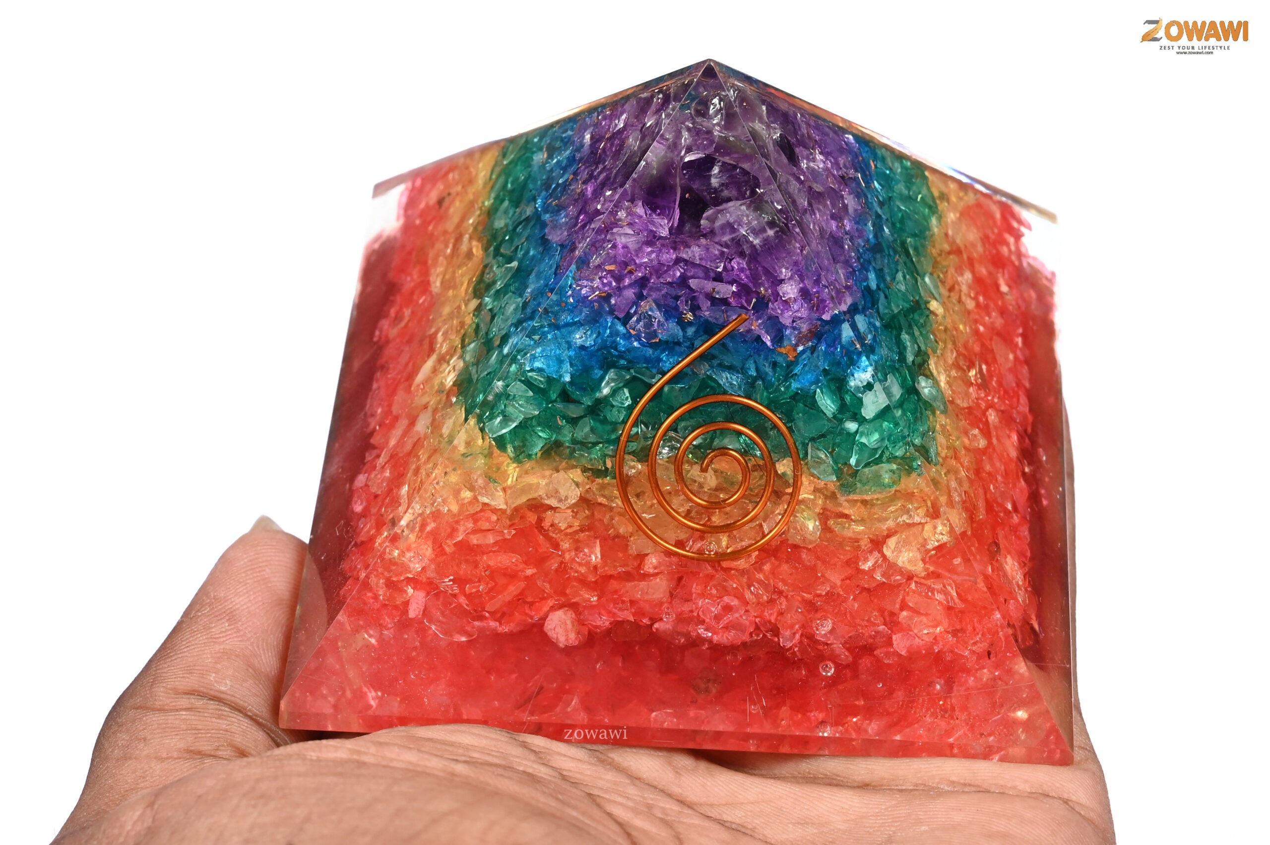 Energized 7 Chakra Orgonite Pyramid