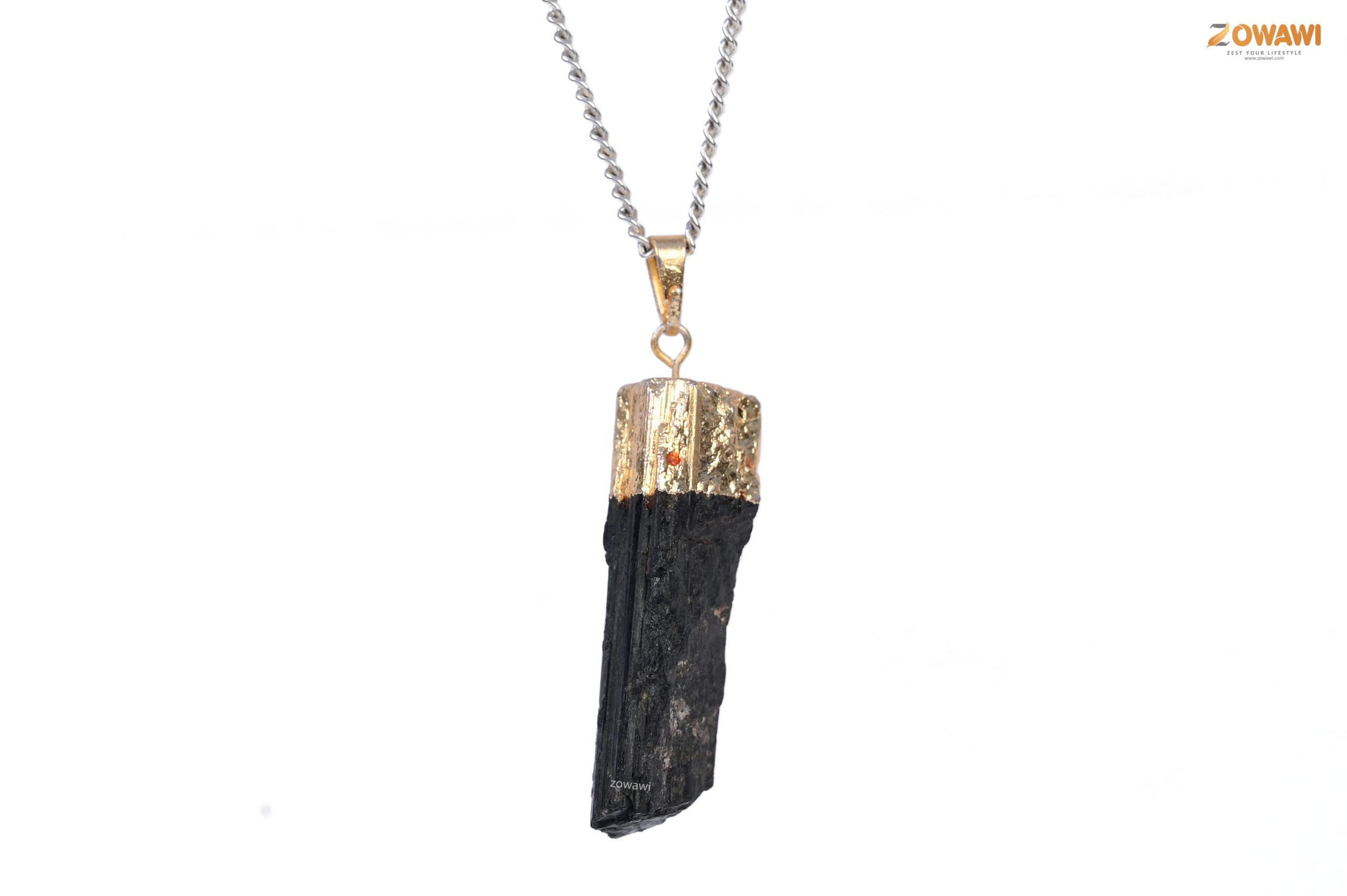 Natural Black Tourmaline Raw Pendant