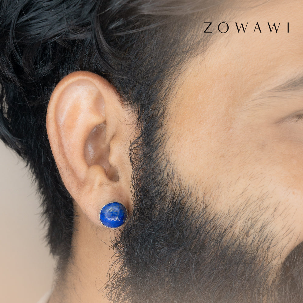 Energized Natural Lapis Studd Earrings