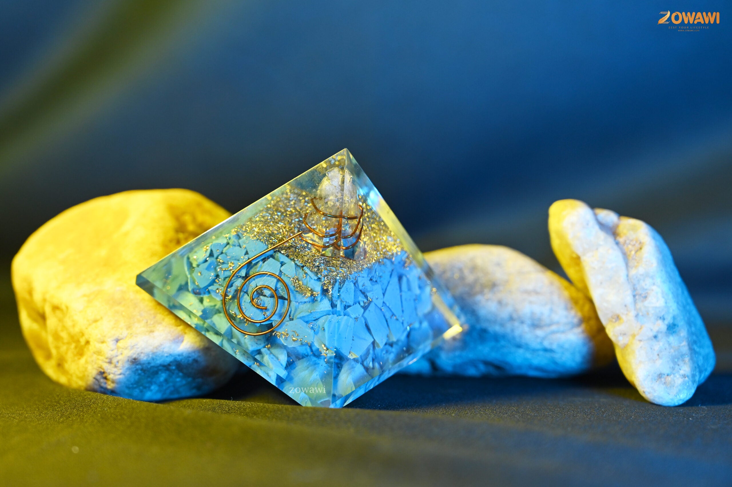 Energized Turquoise Orgonite Pyramid 50mm Size