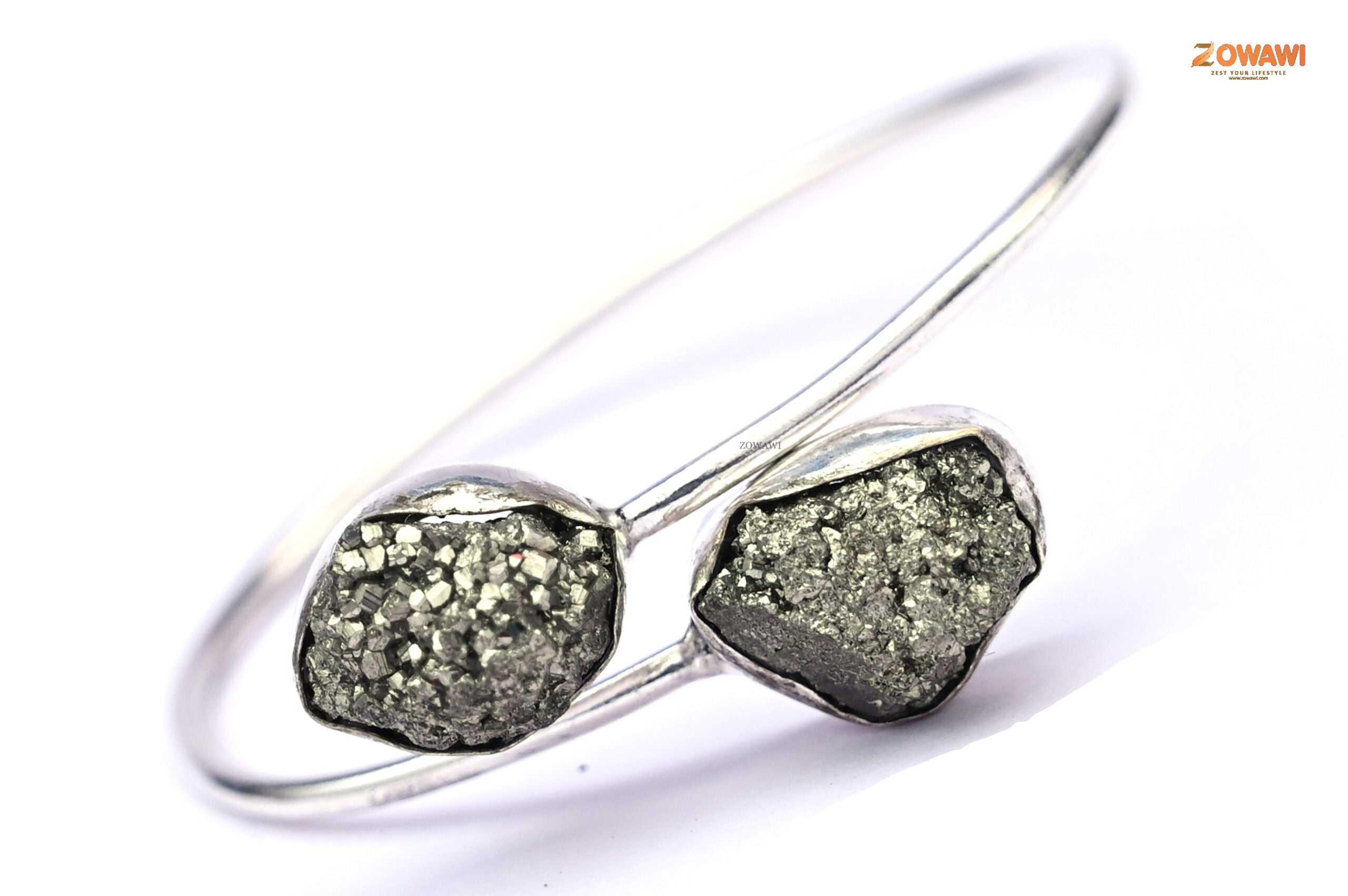 Natural Pyrite Sterling Silver Cuff Bracelet