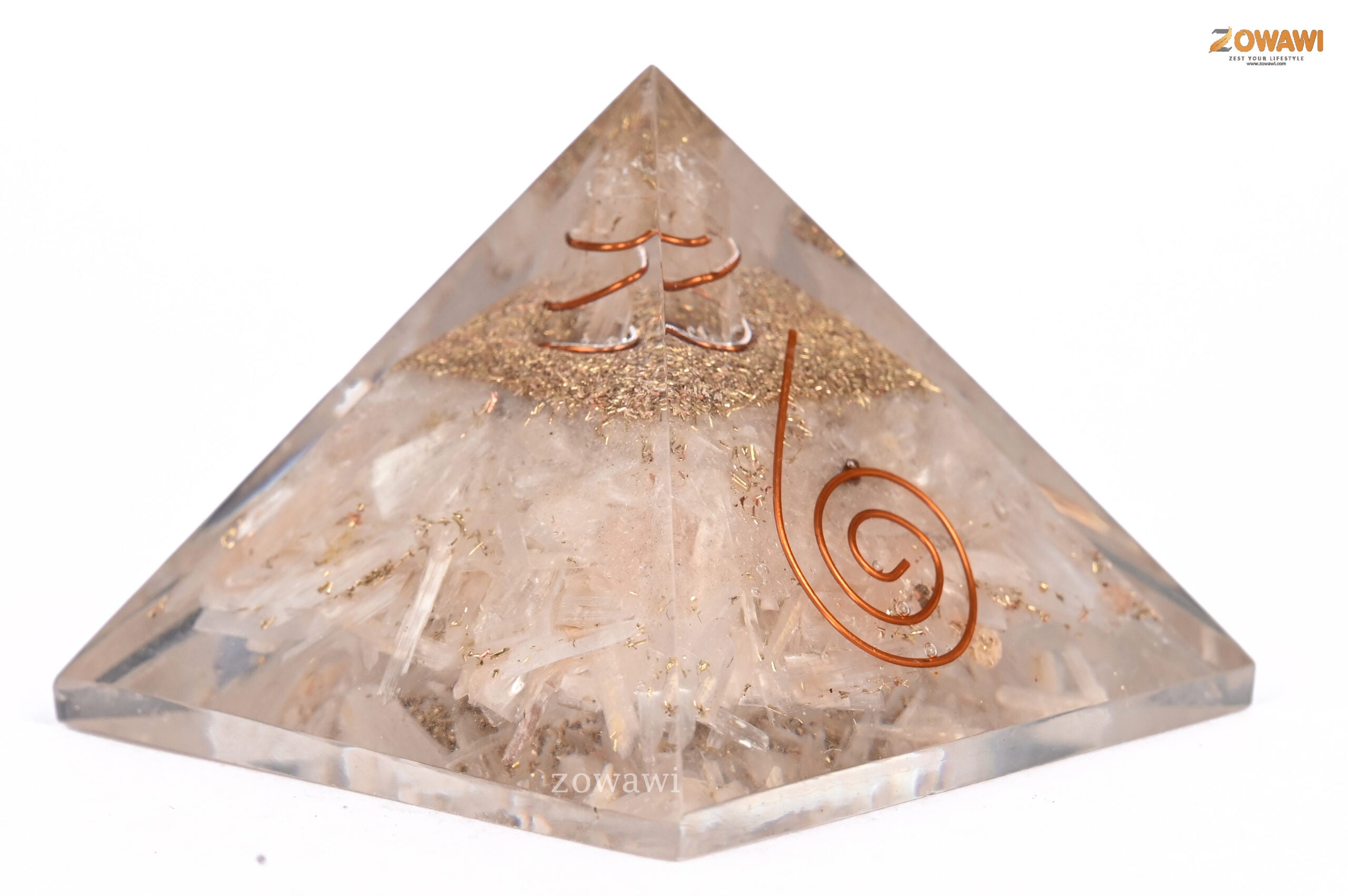 Energized Selenite Orgonite Pyramid