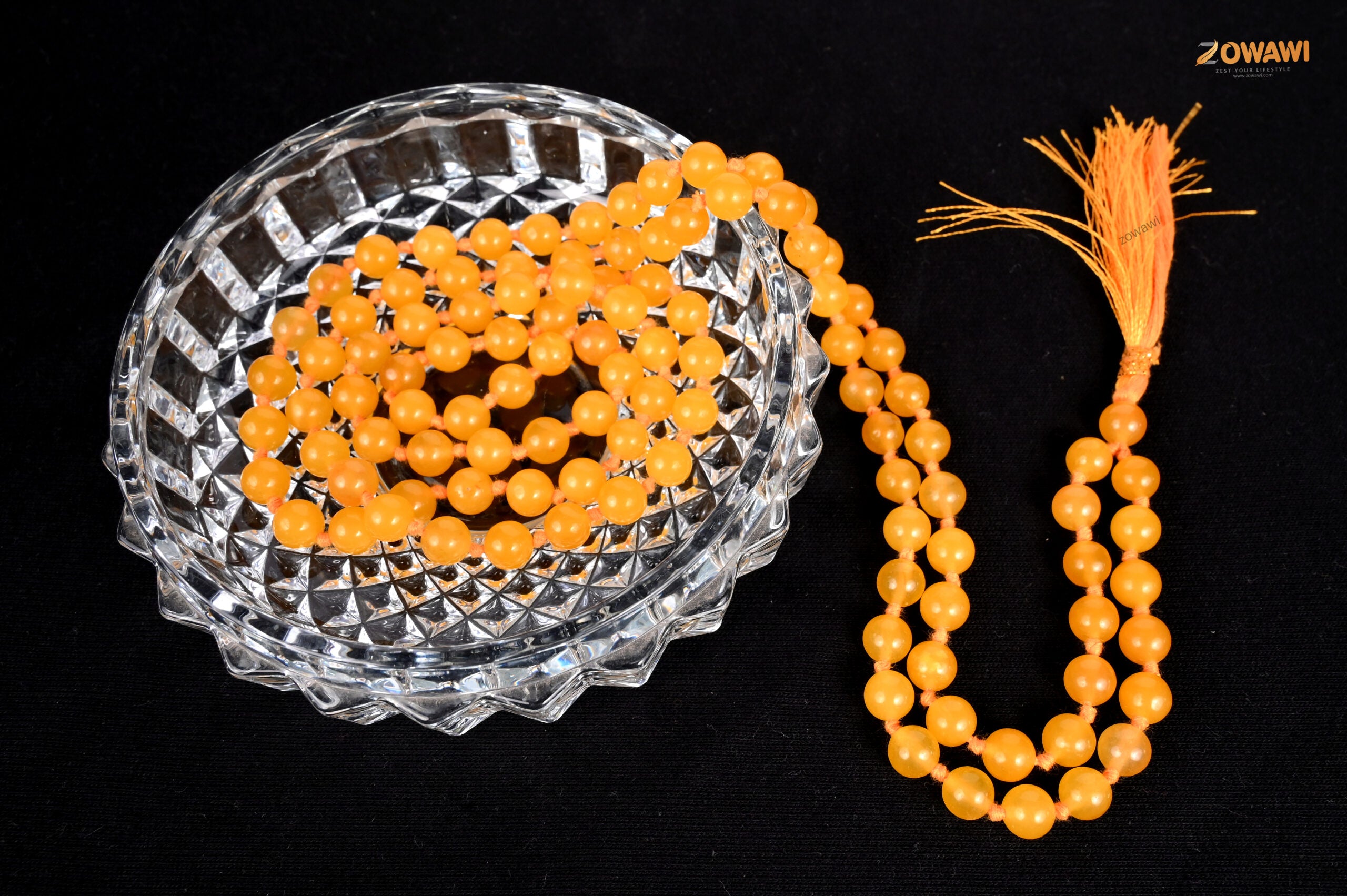 Natural Yellow Jade Mala Rosary 8mm Beads Size 108+1= 109 Beads