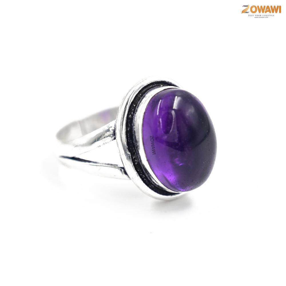 Premium Amethyst Unisex Adjustable Ring