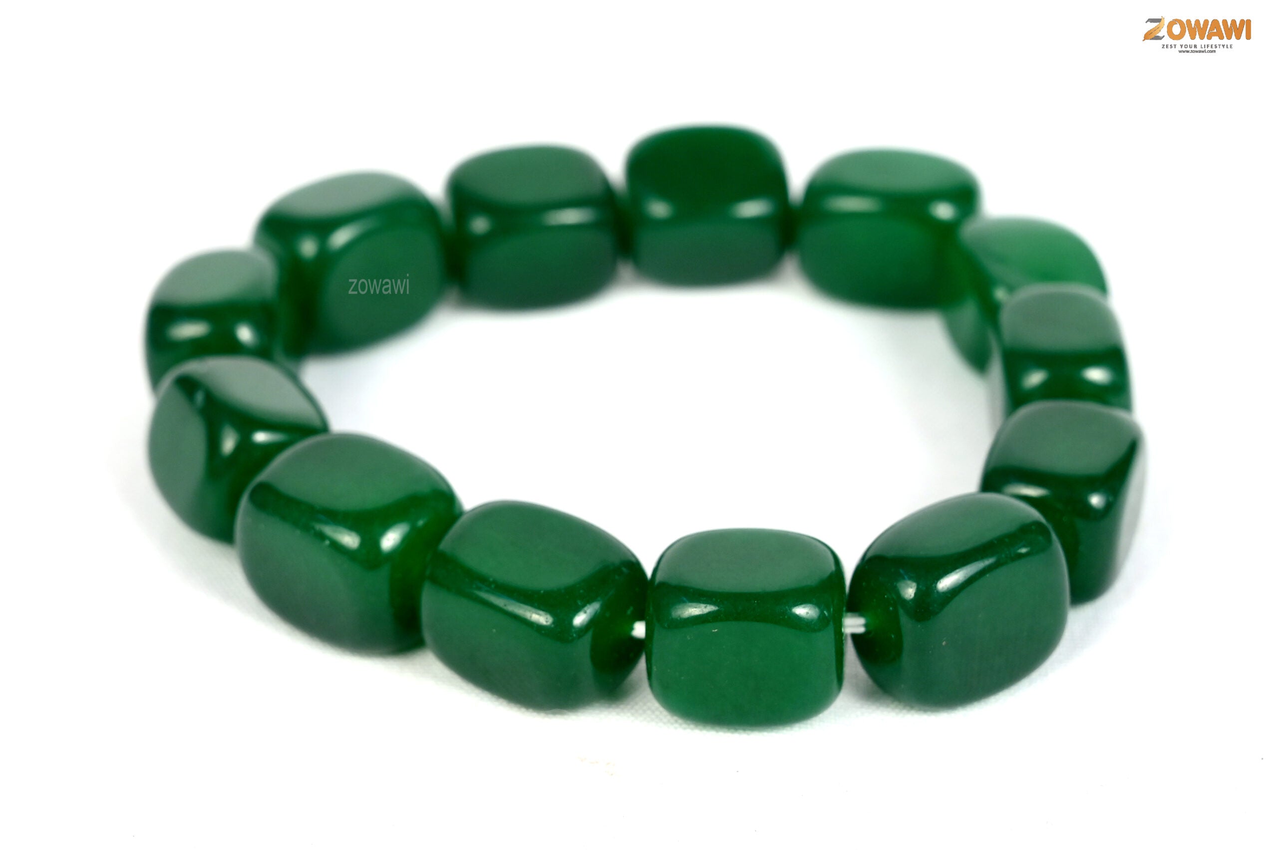 Premium Natural Green Jade Pebbles Bracelet
