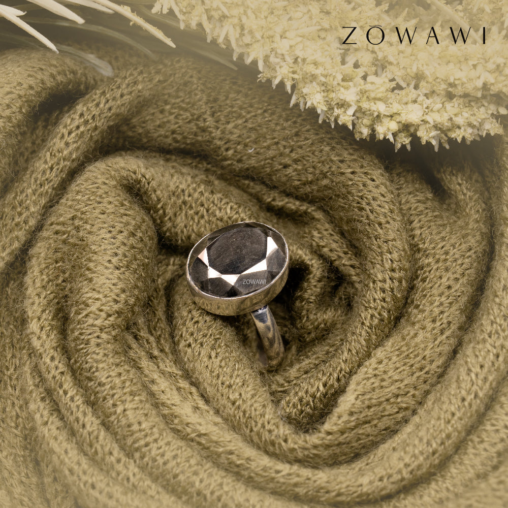 Energized Natural Pyrite Gemstone Ring In Silver With 925 Hallmark