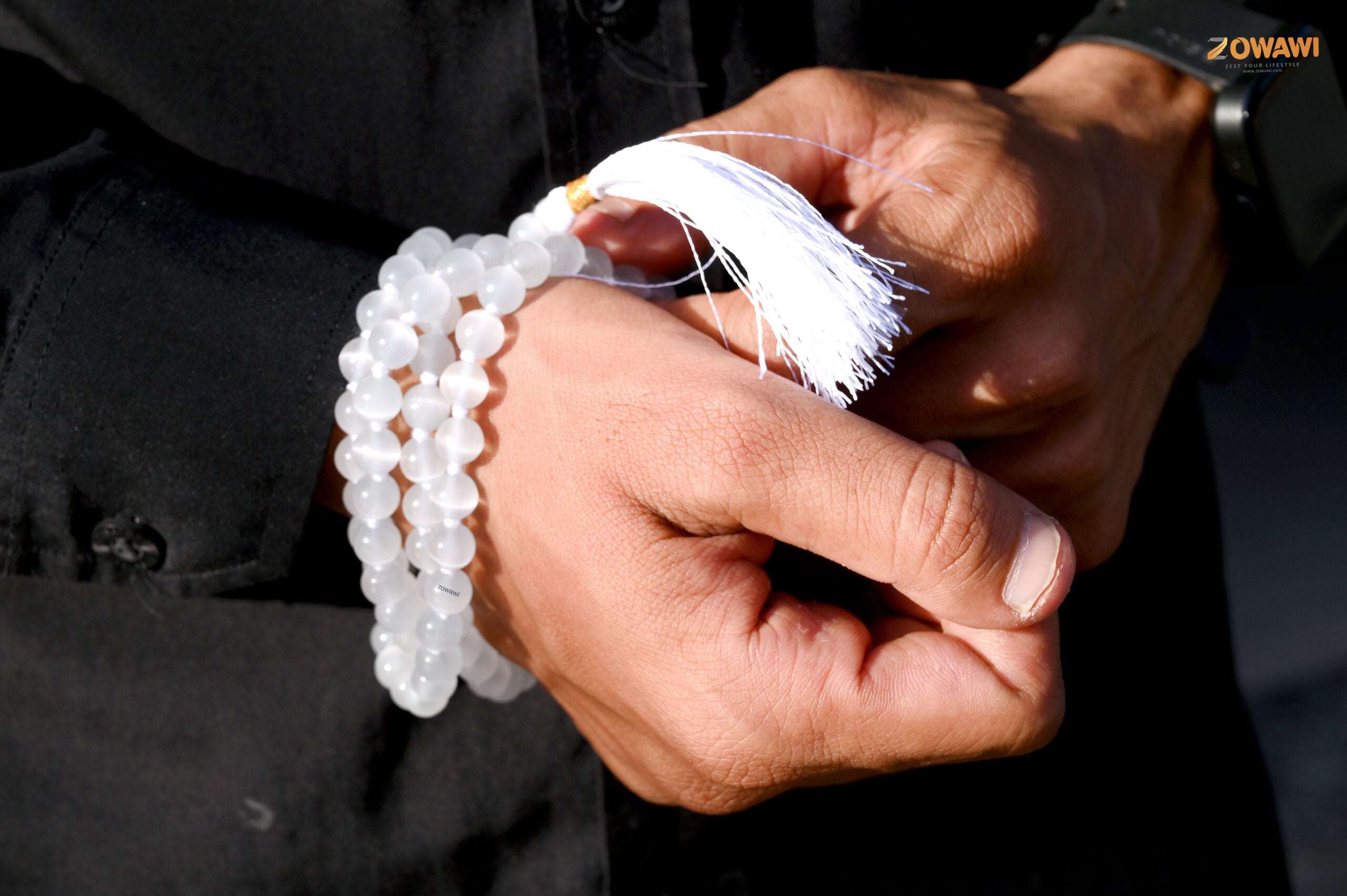 Export Quality Natural Selenite Mala 8mm Beads Size 108 + 1 = 109 Beads