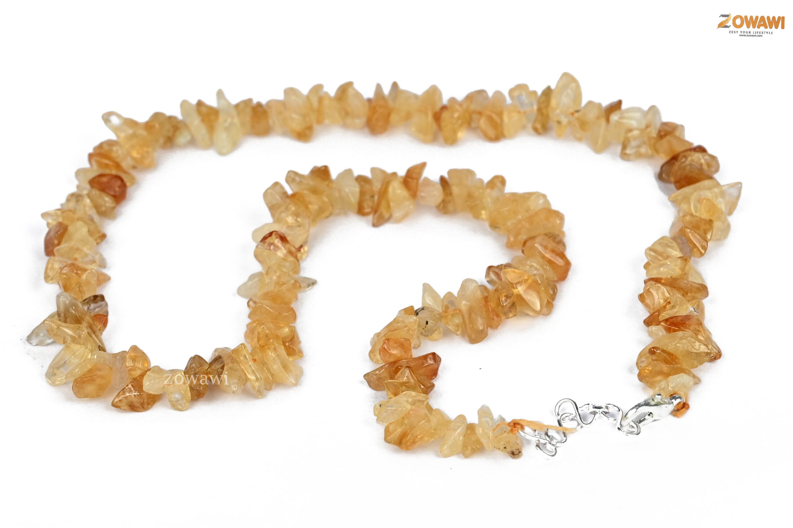 Premium Citrine Chips Necklace For Daily Wear
