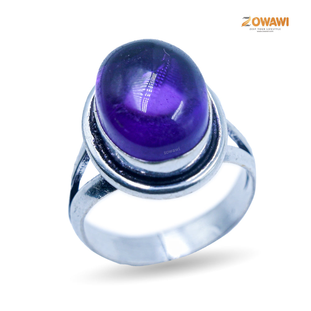 Premium Amethyst Unisex Adjustable Ring