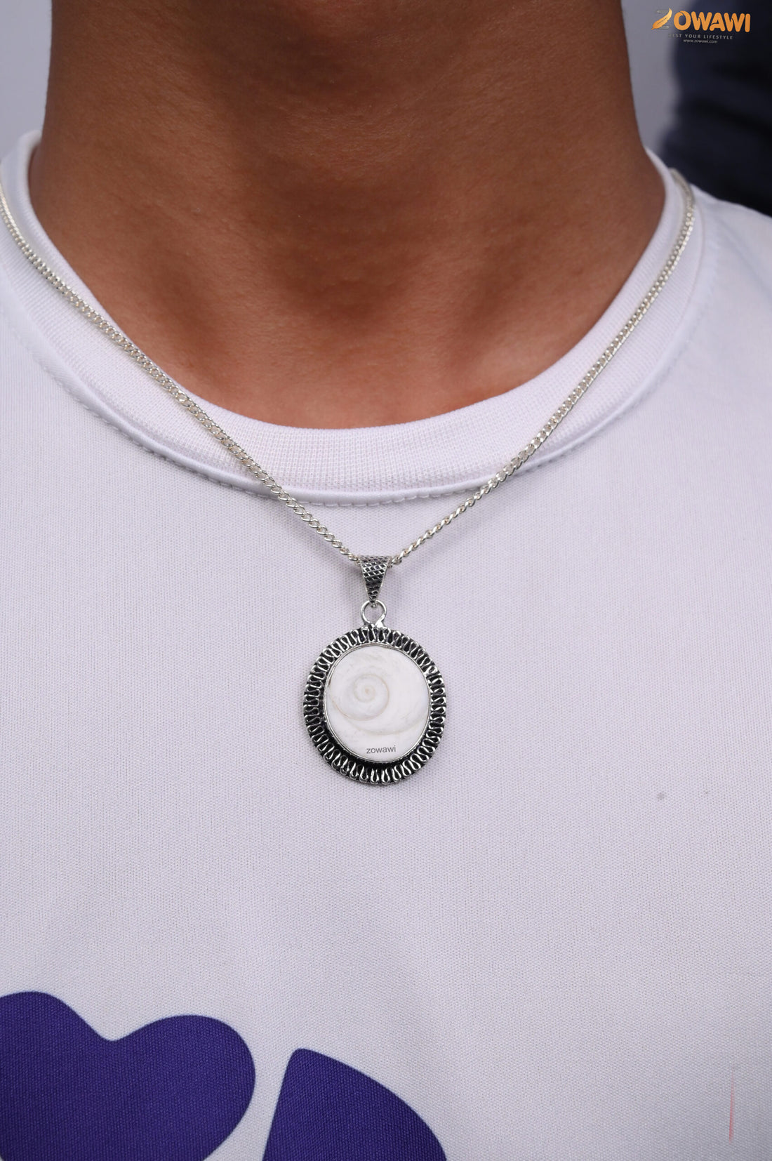 Natural Energized Gomti Chakra Pendant In Sterling Silver
