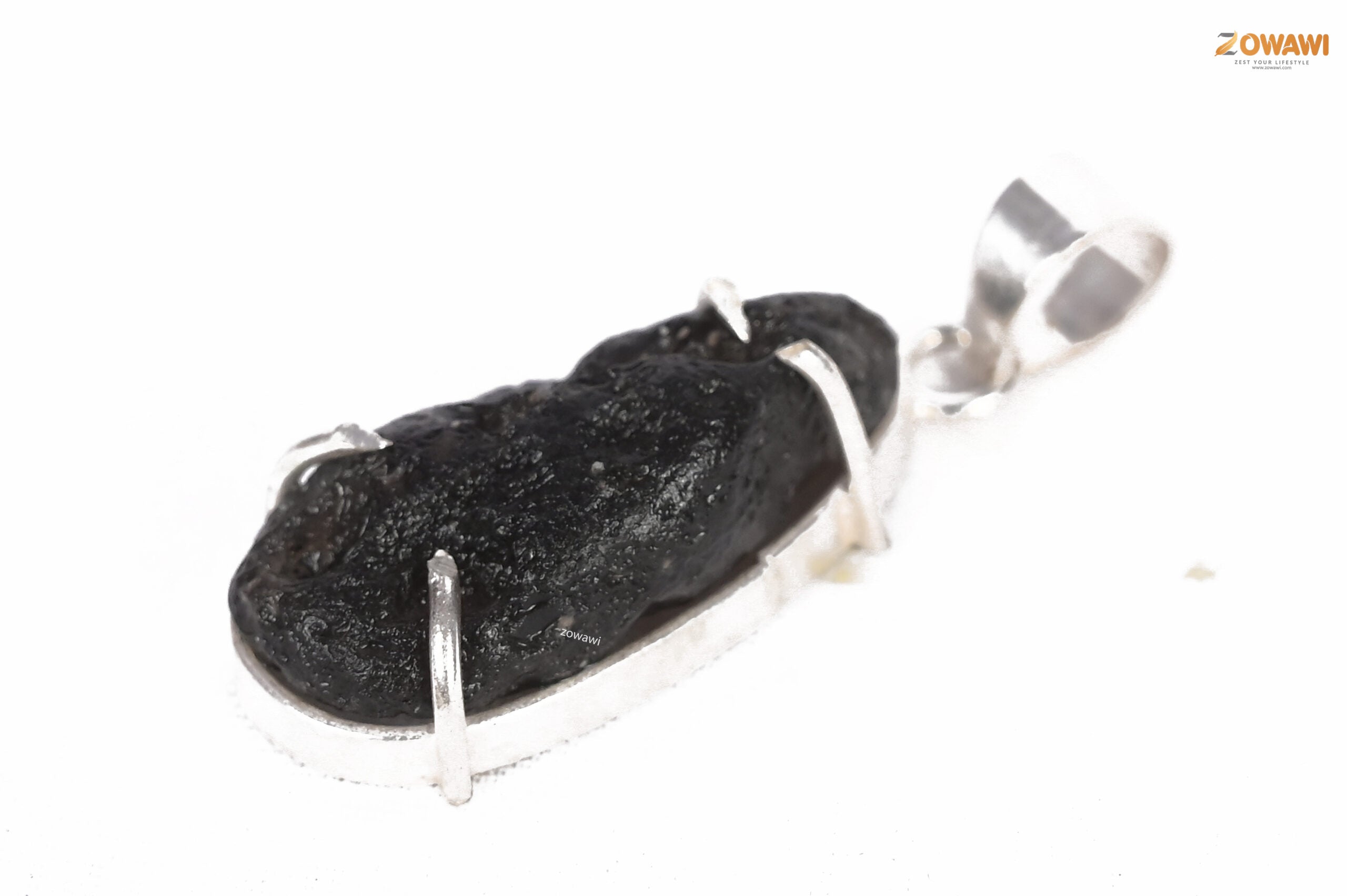 Natural Tektite Meteorite Crystal Pendant In Sterling Silver