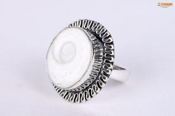 Natural Gomti Chakra Adjustable Ring In Sterling Silver Unisex Ring