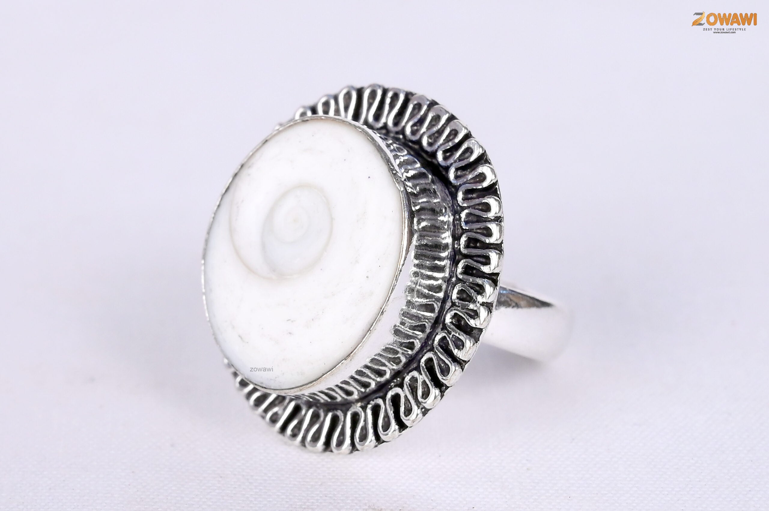Natural Gomti Chakra Adjustable Ring In Sterling Silver Unisex Ring
