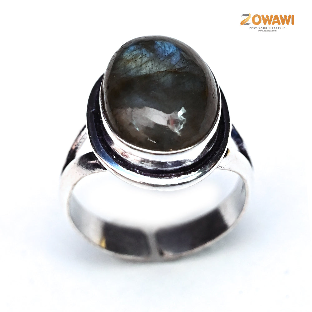 Natural Labradorite Unisex Adjustable Ring