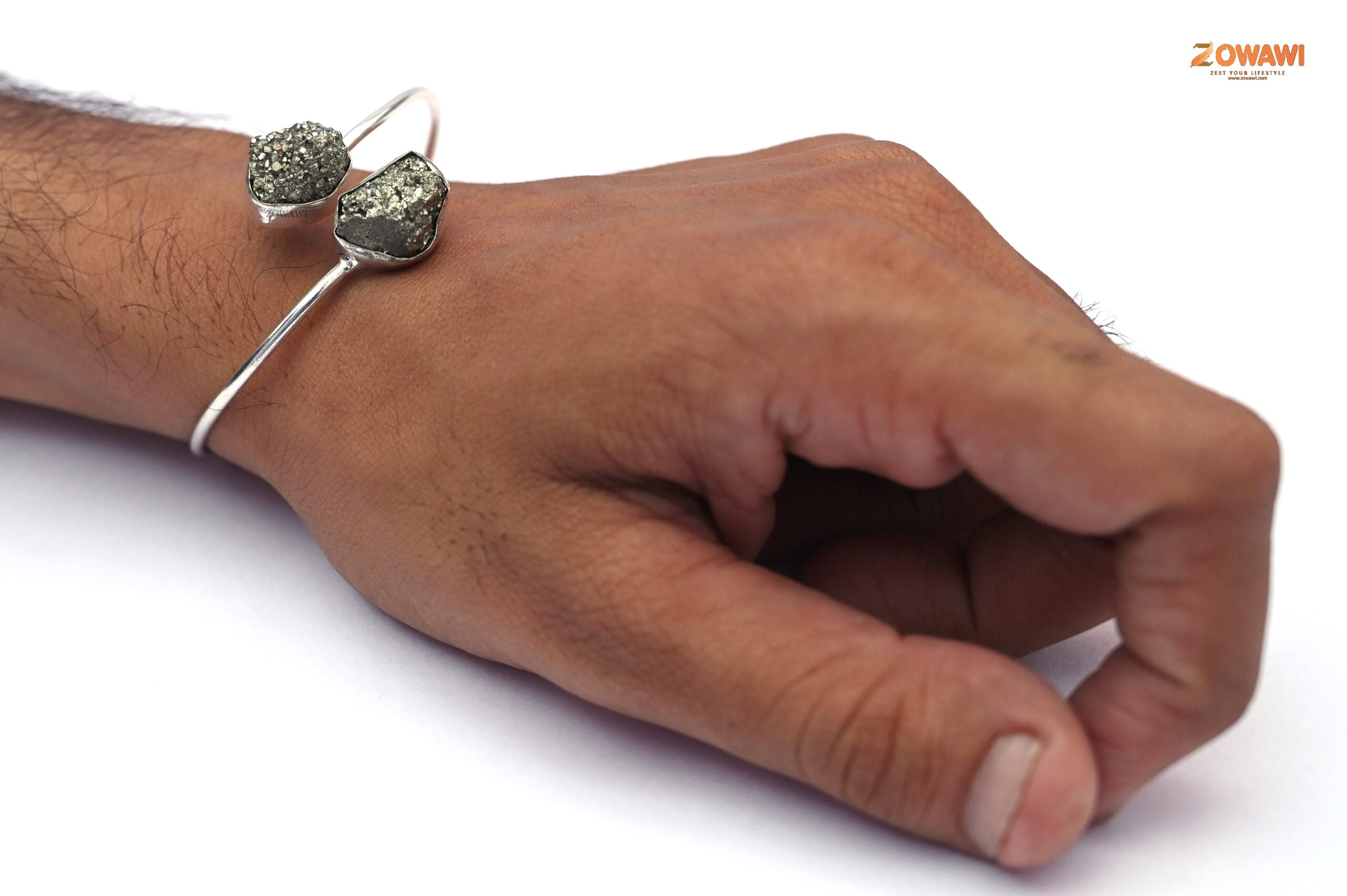 Natural Pyrite Sterling Silver Cuff Bracelet