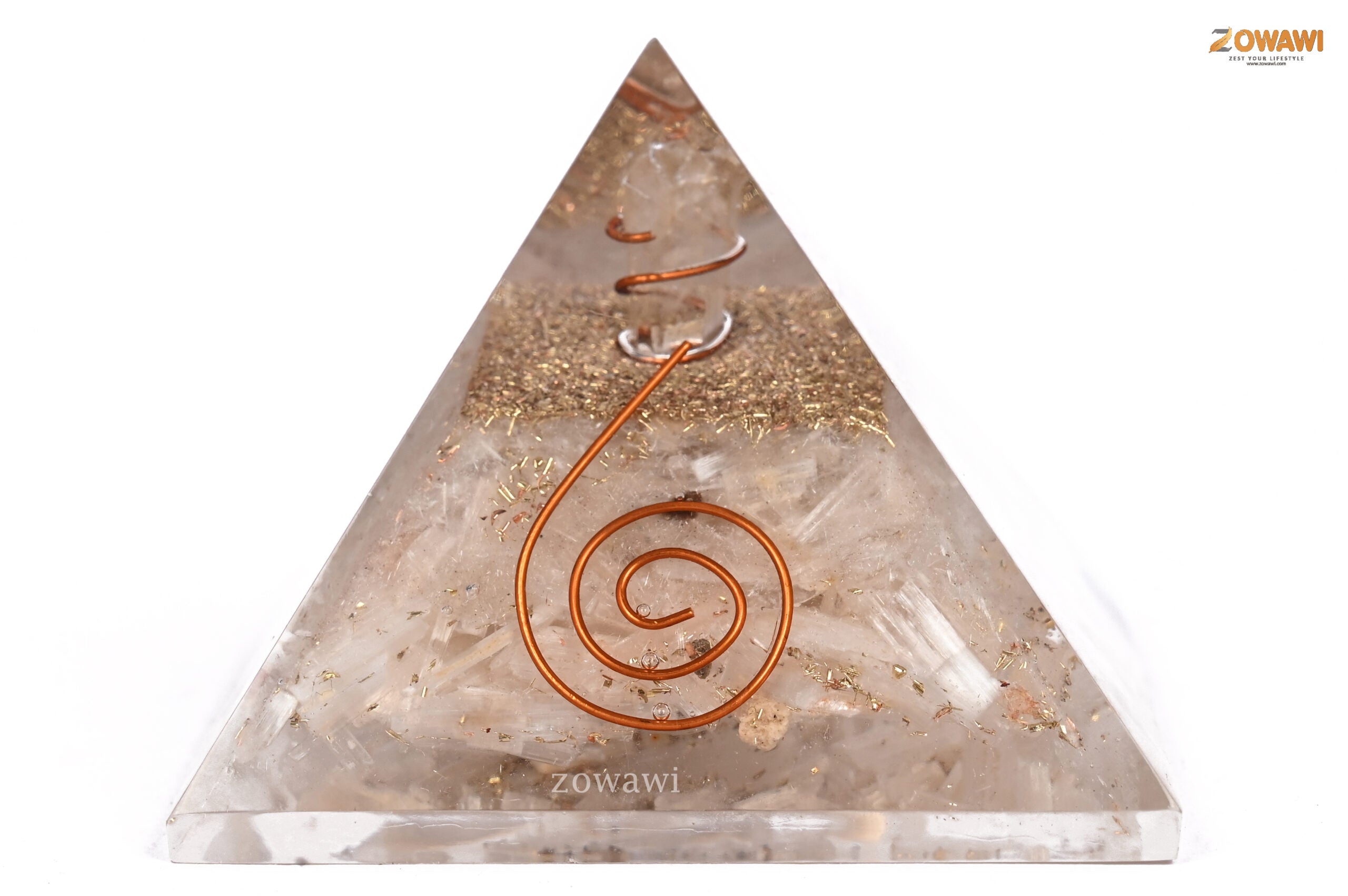 Energized Selenite Orgonite Pyramid