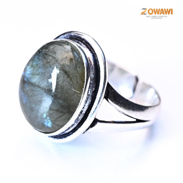 Natural Labradorite Unisex Adjustable Ring