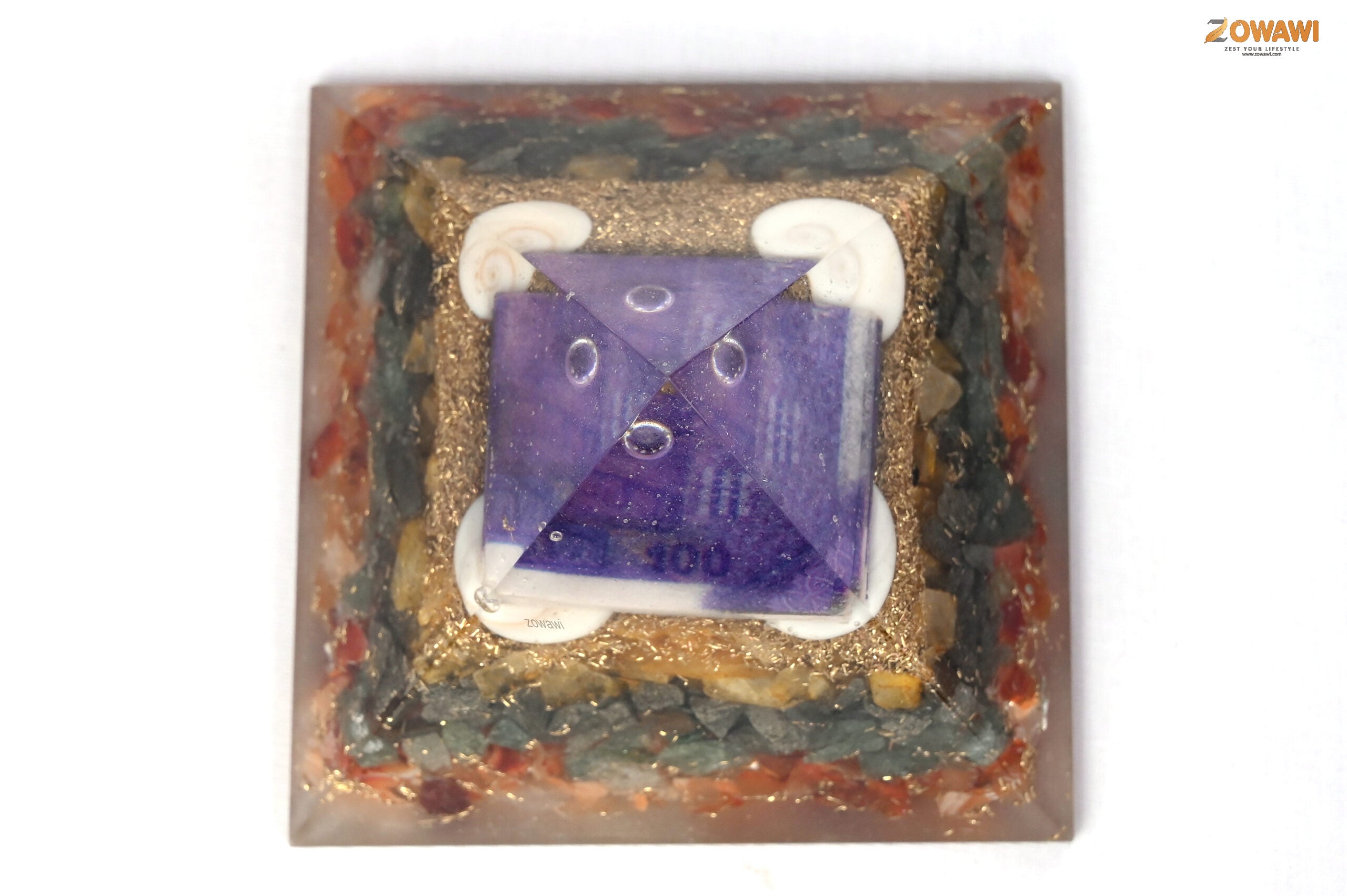 Money Attraction Orgonite Pyramid With Crystals