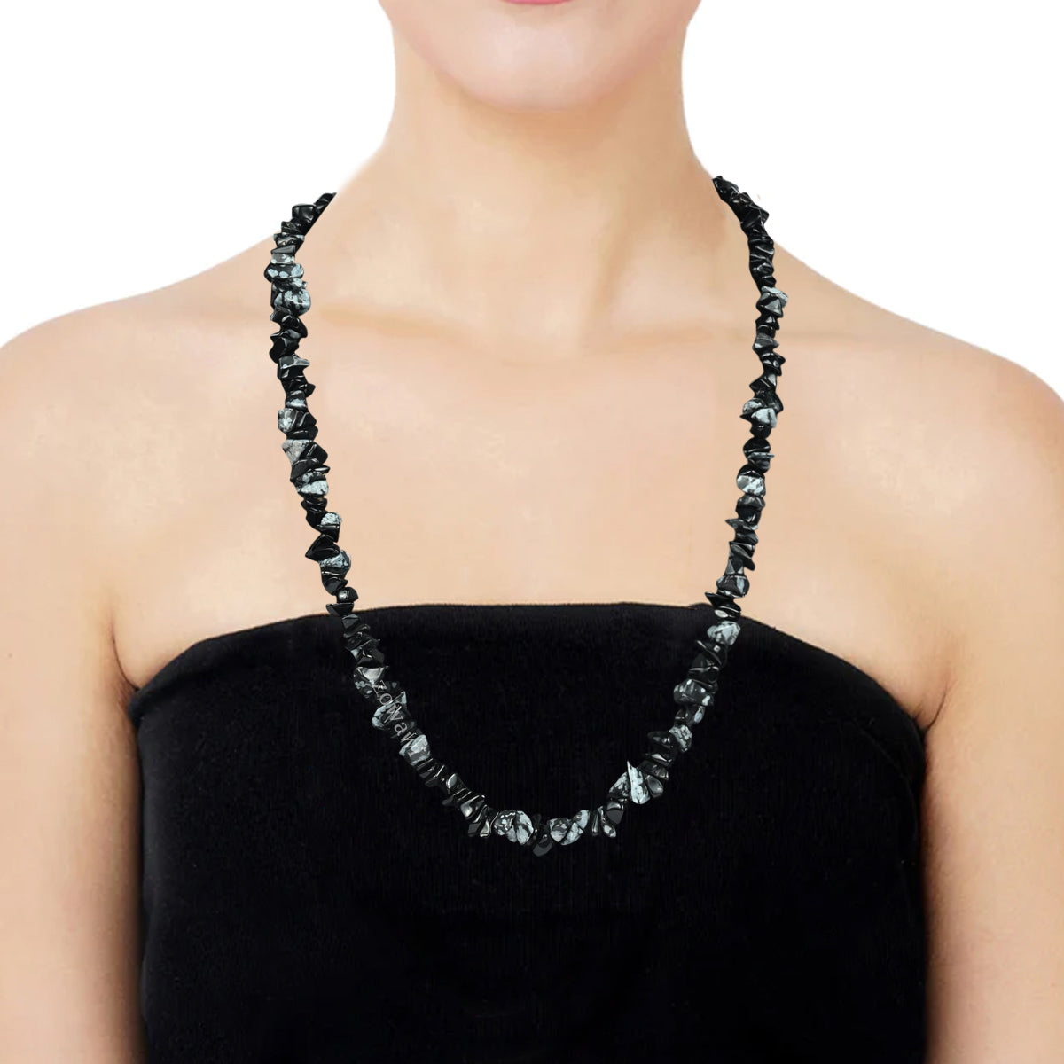 Premium Snowflakes Obsidian Necklace For Daily Wear