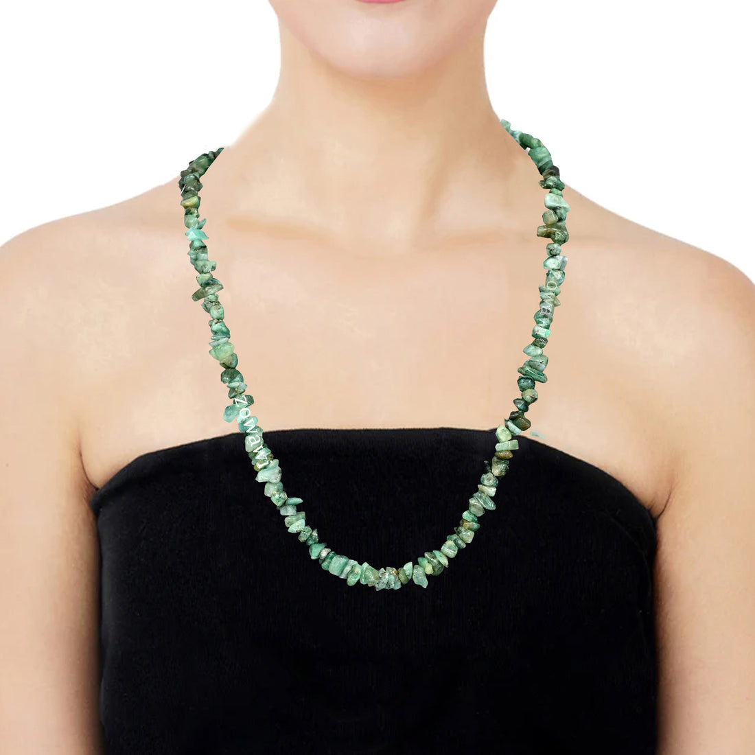 Premium Green Emerald Chips Necklace For Daily Wear