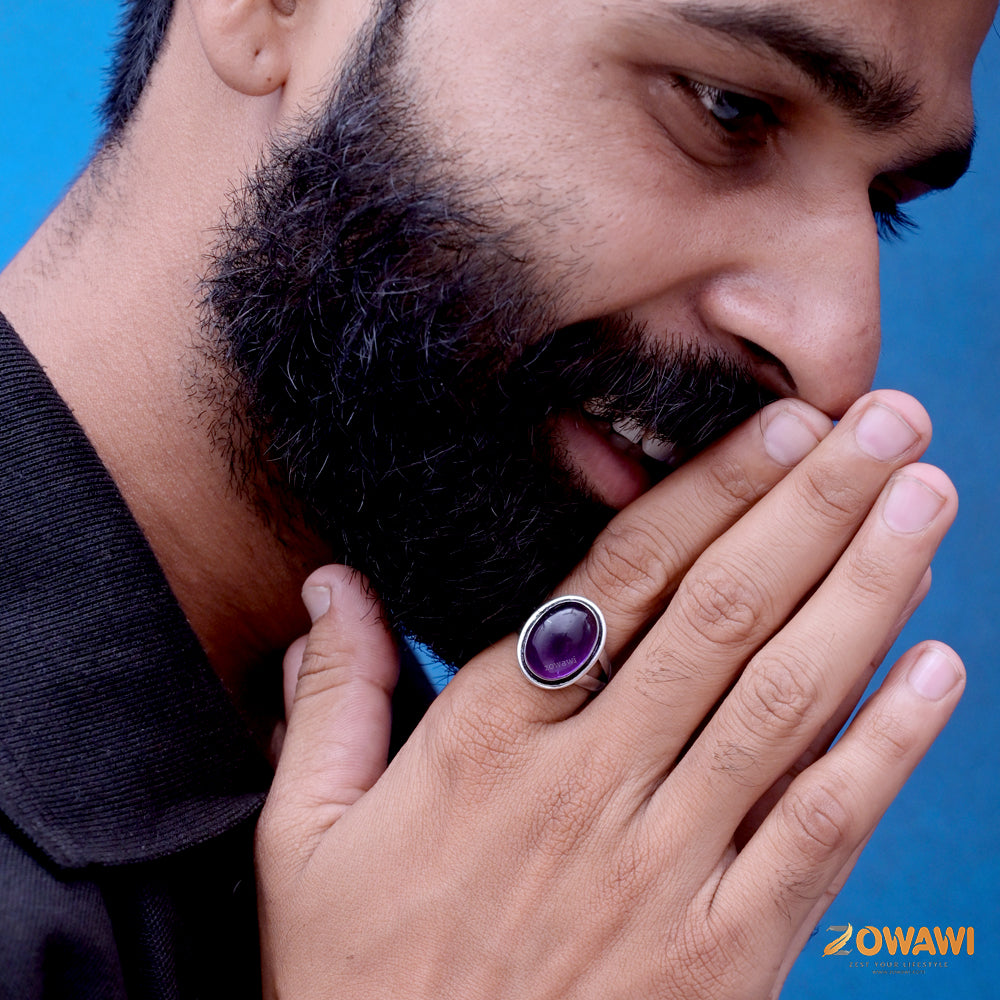 Premium Amethyst Unisex Adjustable Ring