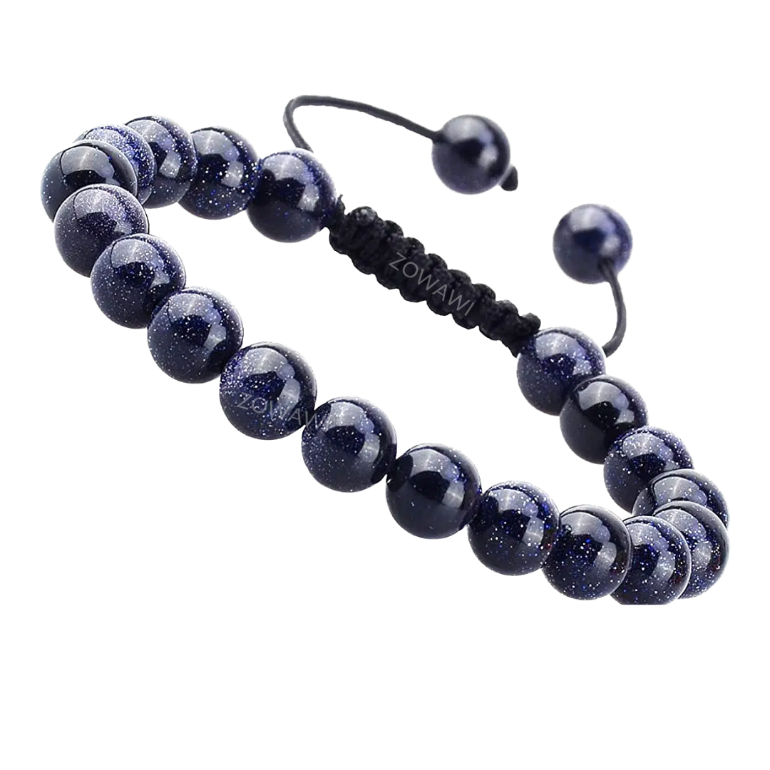 Natural Blue Sand Stone Crystal Unisex Bracelet