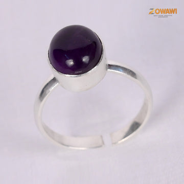 Premium Amethyst Silver Ring With 925 Hallmark