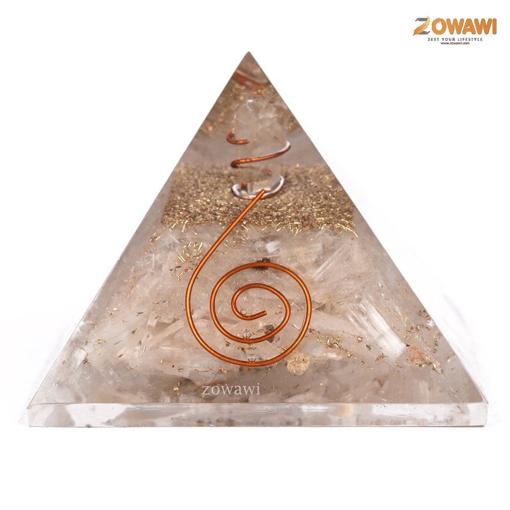 Energized Selenite Orgonite Pyramid
