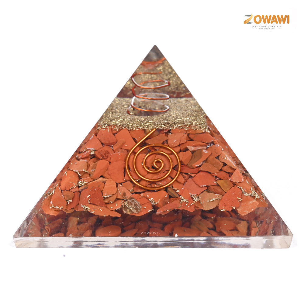 Energized Red Jasper Crystal Orgonite Pyramid