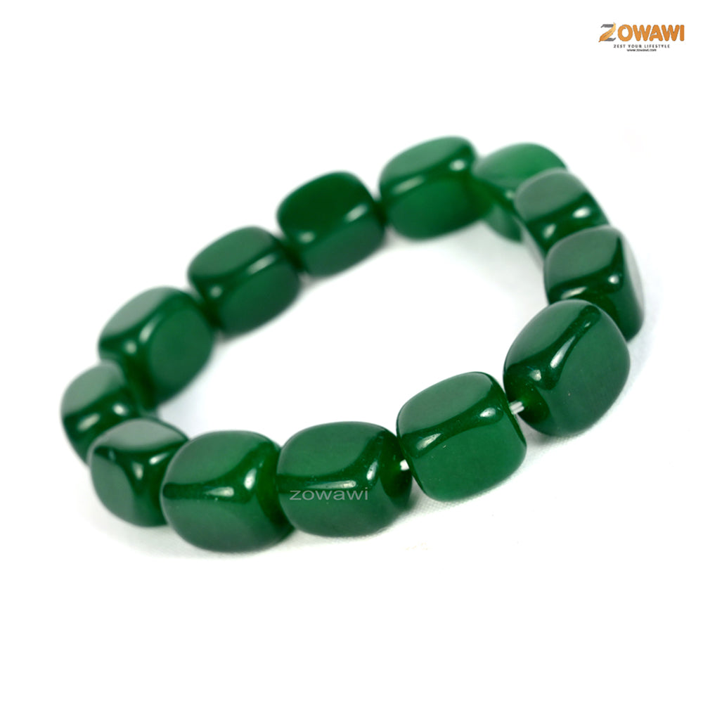 Premium Natural Green Jade Pebbles Bracelet