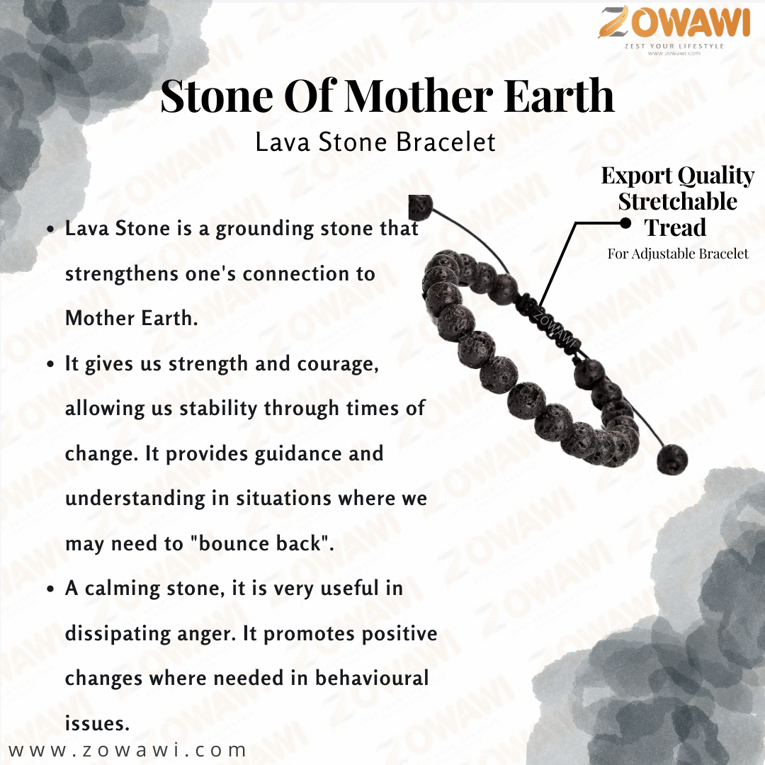 Natural Lava Crystal Unisex Adjustable Bracelet 8mm Beads Size