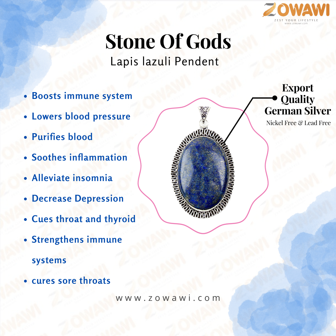 Natural Lapis Lazuli Pendant With Neck Chain (Stone Of Gods)