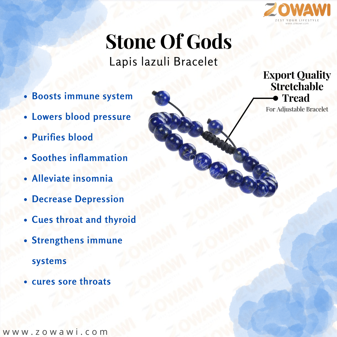 Natural Lapis Lazuli Adjustable Unisex Bracelet