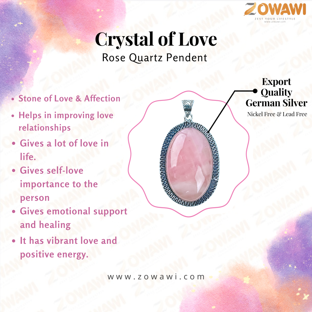 Natural Rose Quartz Pendant With Neck Chain ( Crystal of Love )