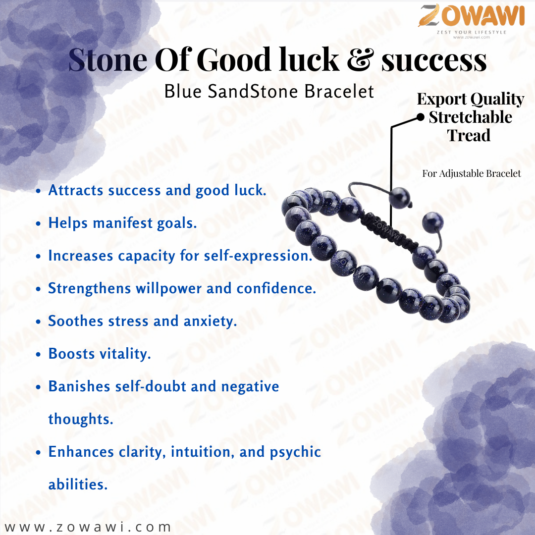 Natural Blue Sand Stone Crystal Unisex Bracelet