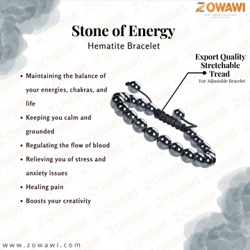 Natural Hematite Unisex Adjustable Bracelet
