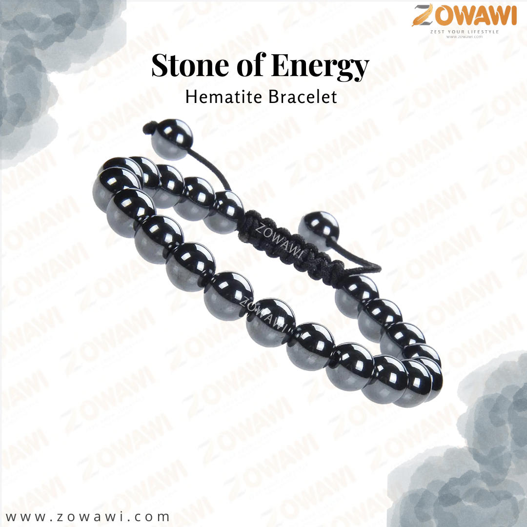 Natural Hematite Unisex Adjustable Bracelet