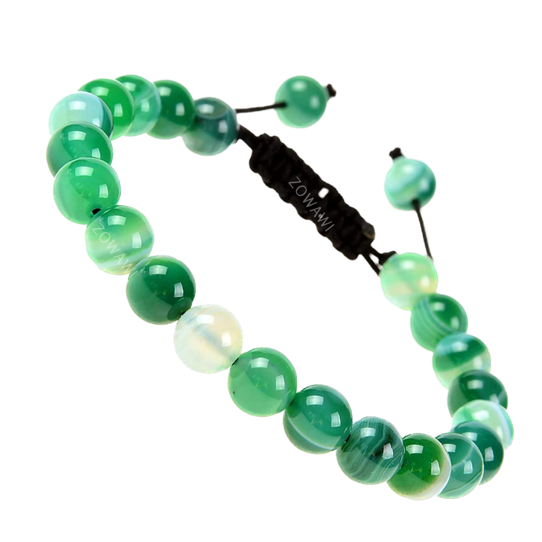 Natural Green Agate Unisex Adjustable Bracelet 8mm Beads Size