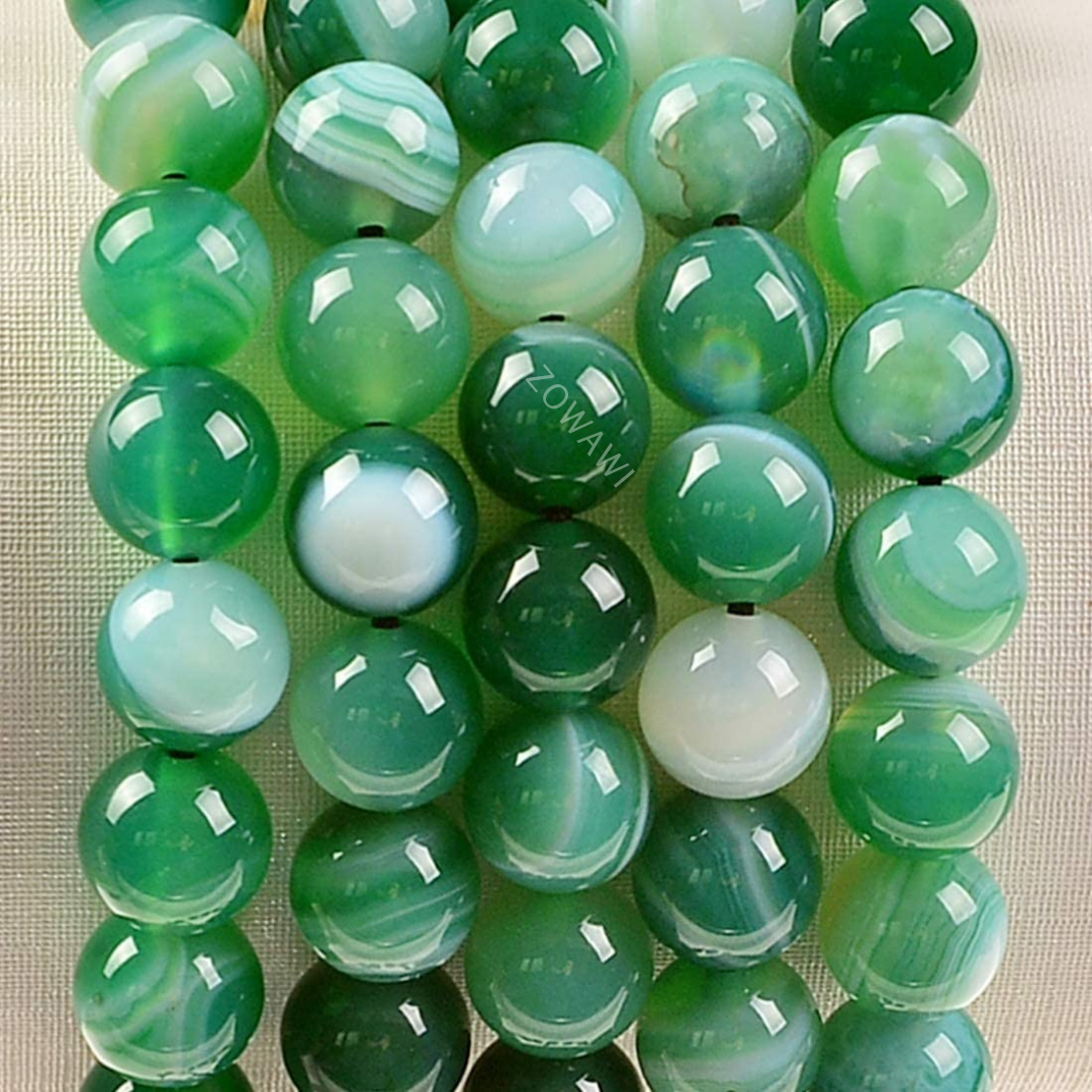 Natural Green Agate Unisex Adjustable Bracelet 8mm Beads Size