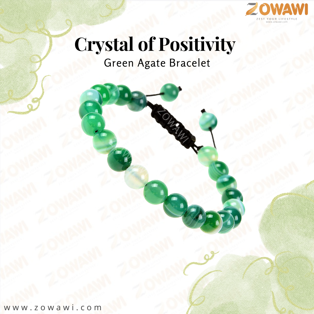 Natural Green Agate Unisex Adjustable Bracelet 8mm Beads Size